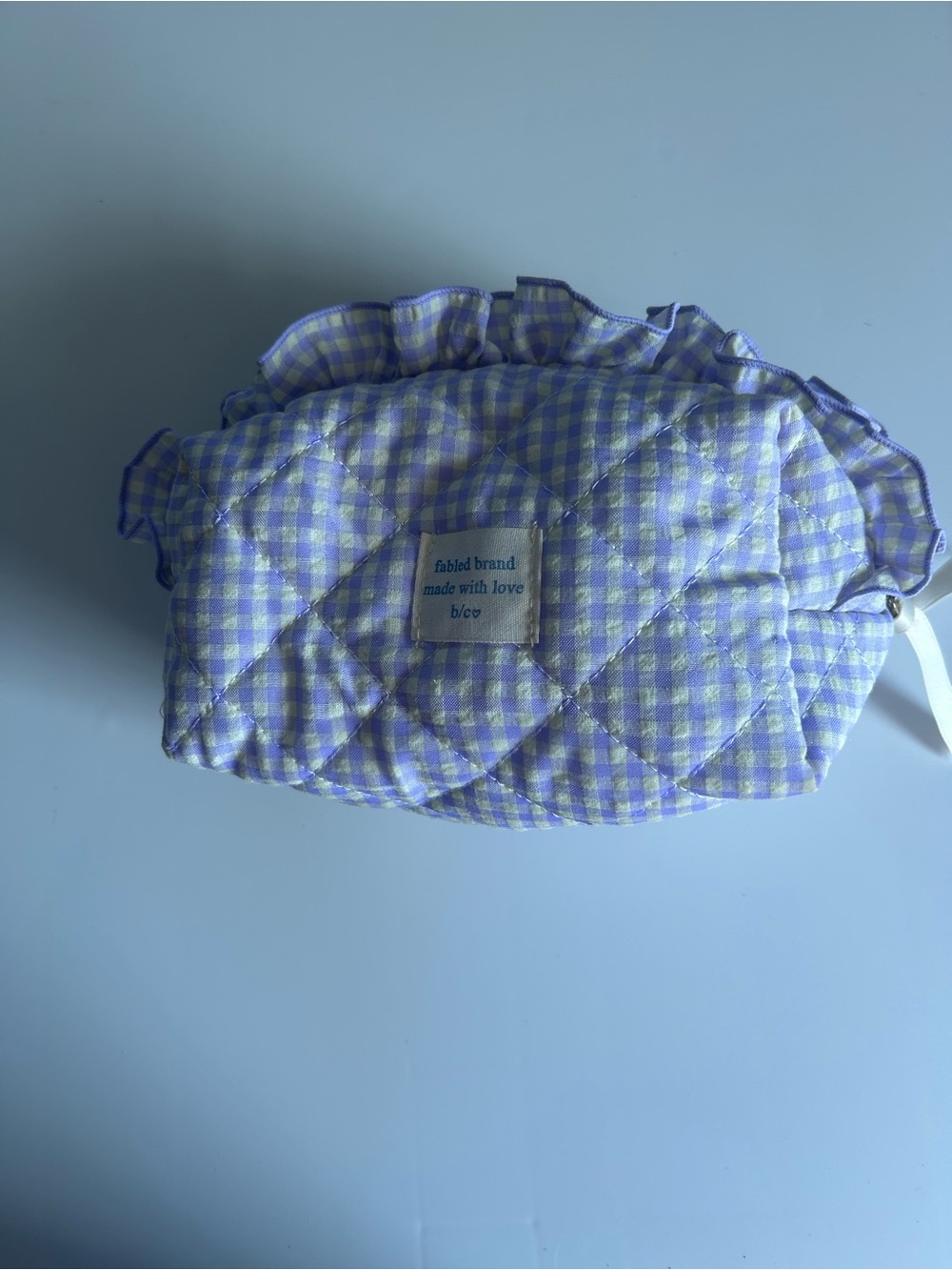 Quilted Lavender Gingham Cosmetic Pouch